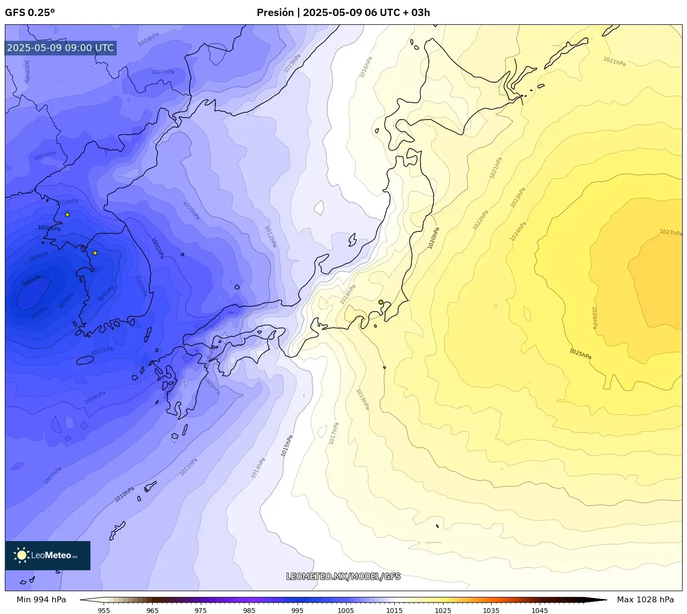 GFS - Japón, Presión GFS - Japón, Presión