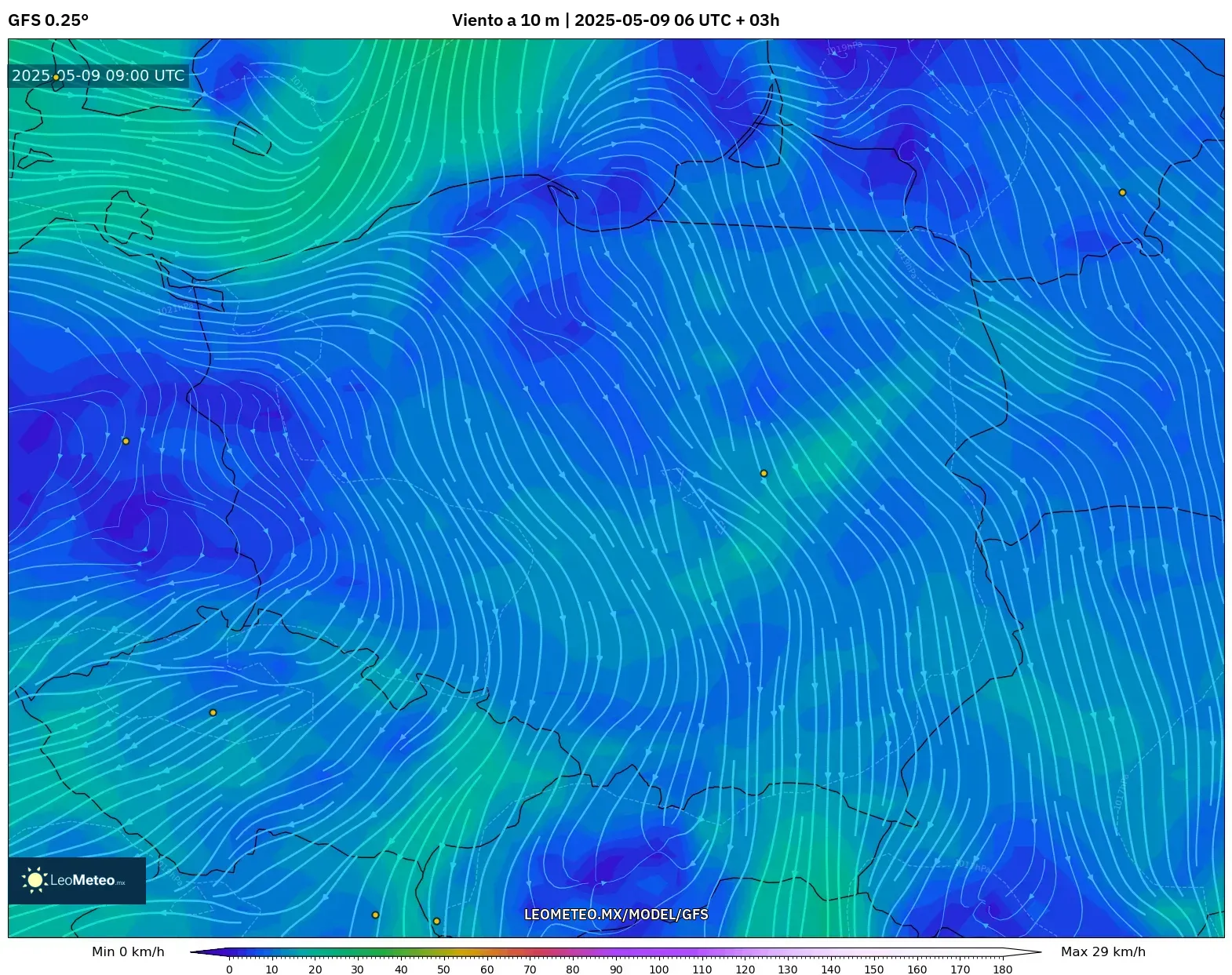 GFS - Polonia, Viento a 10 m GFS - Polonia, Viento a 10 m