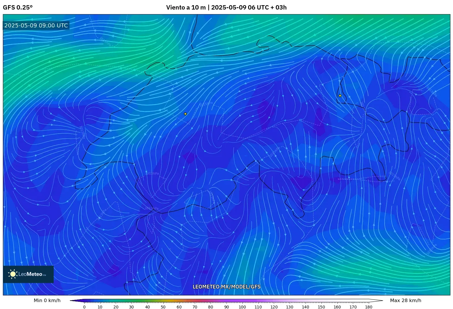 GFS - Suiza, Viento a 10 m GFS - Suiza, Viento a 10 m