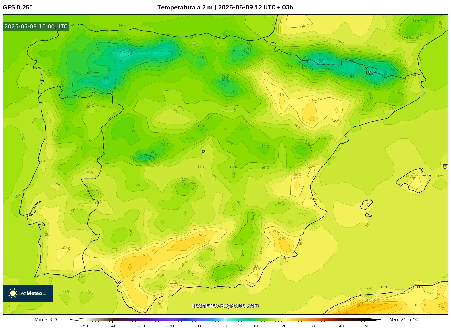 GFS - España, Temperatura a 2 m GFS - España, Temperatura a 2 m