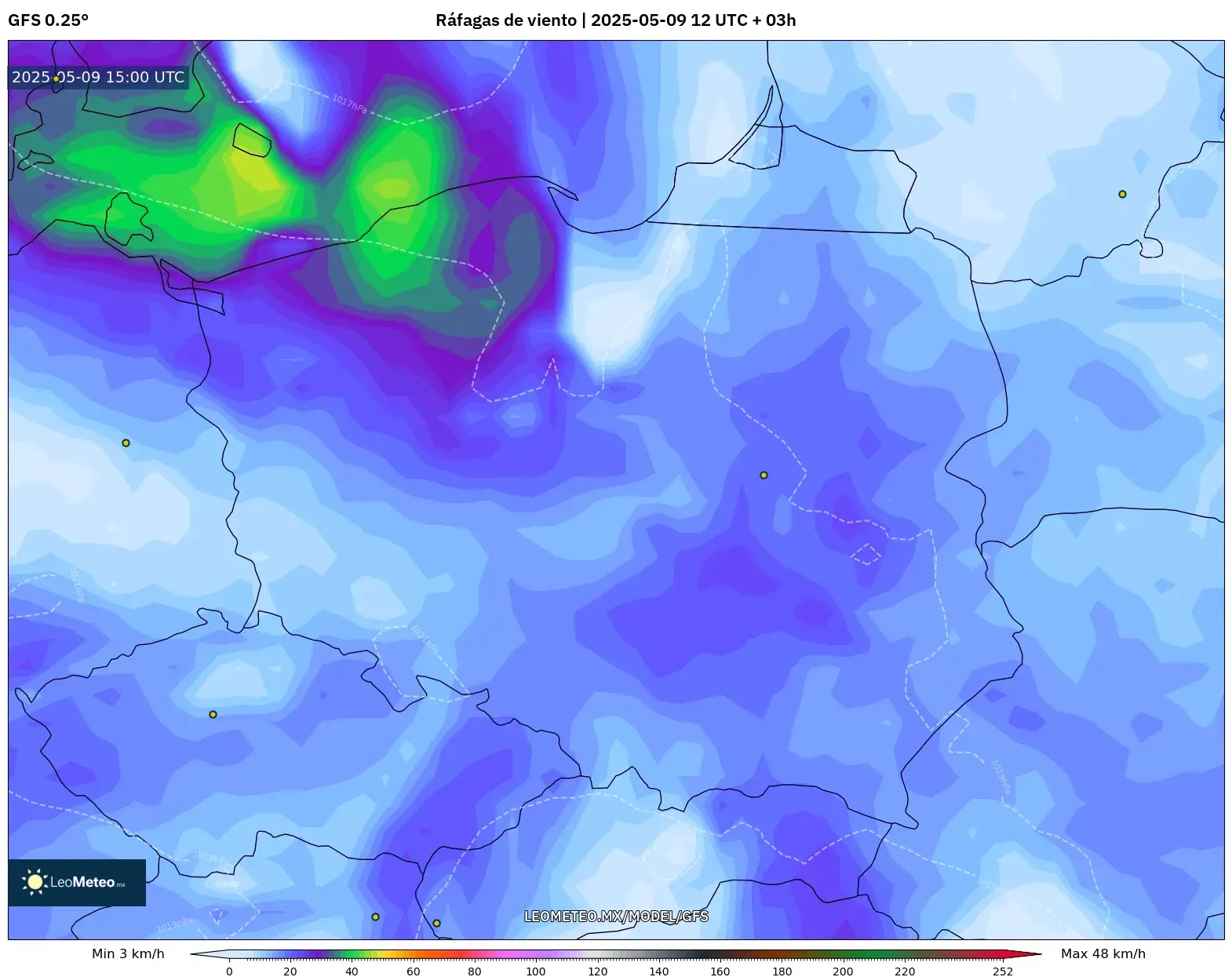 GFS - Polonia, Ráfagas de viento GFS - Polonia, Ráfagas de viento