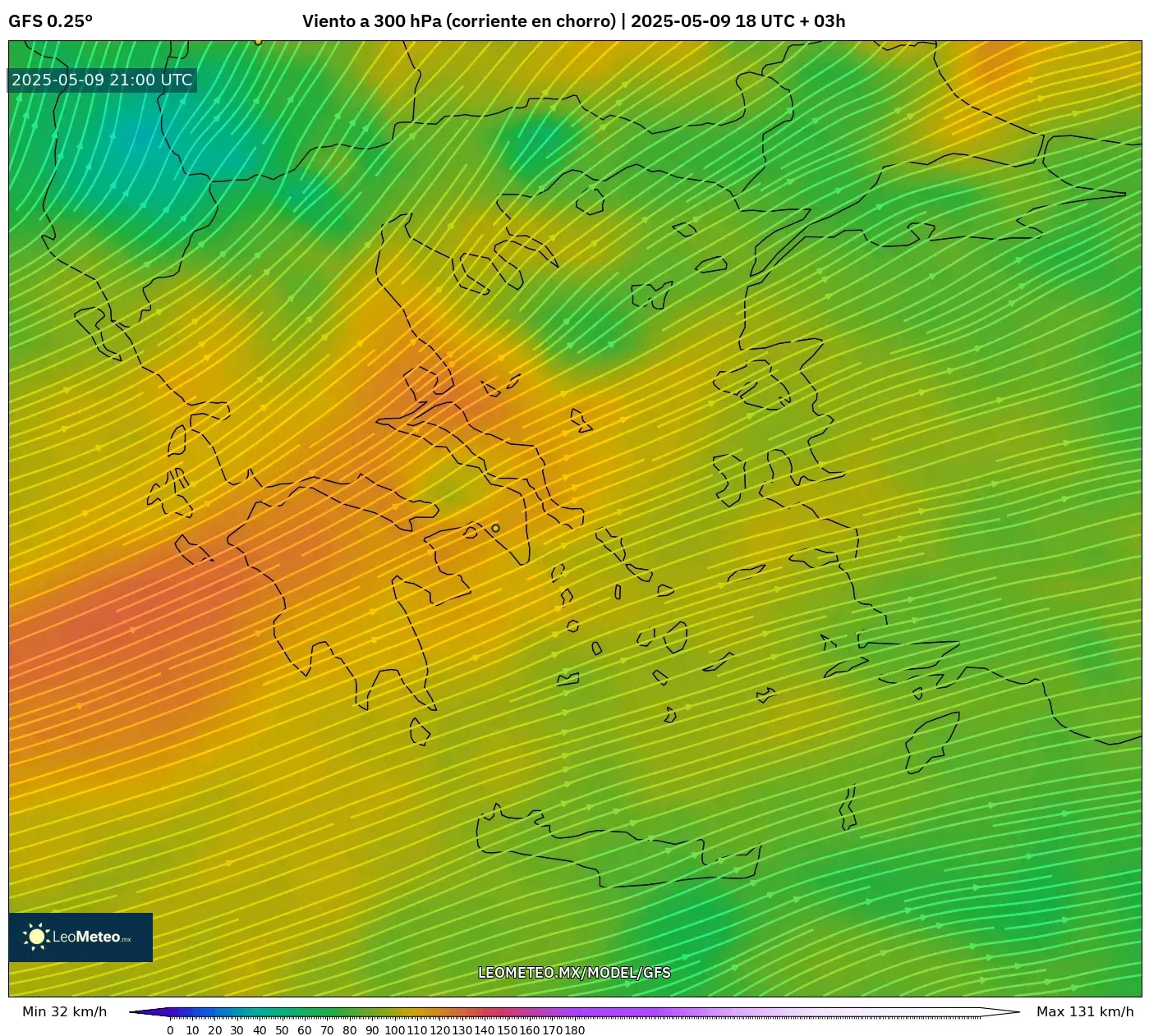GFS - Grecia, Viento a 300 hPa (corriente en chorro) GFS - Grecia, Viento a 300 hPa (corriente en chorro)