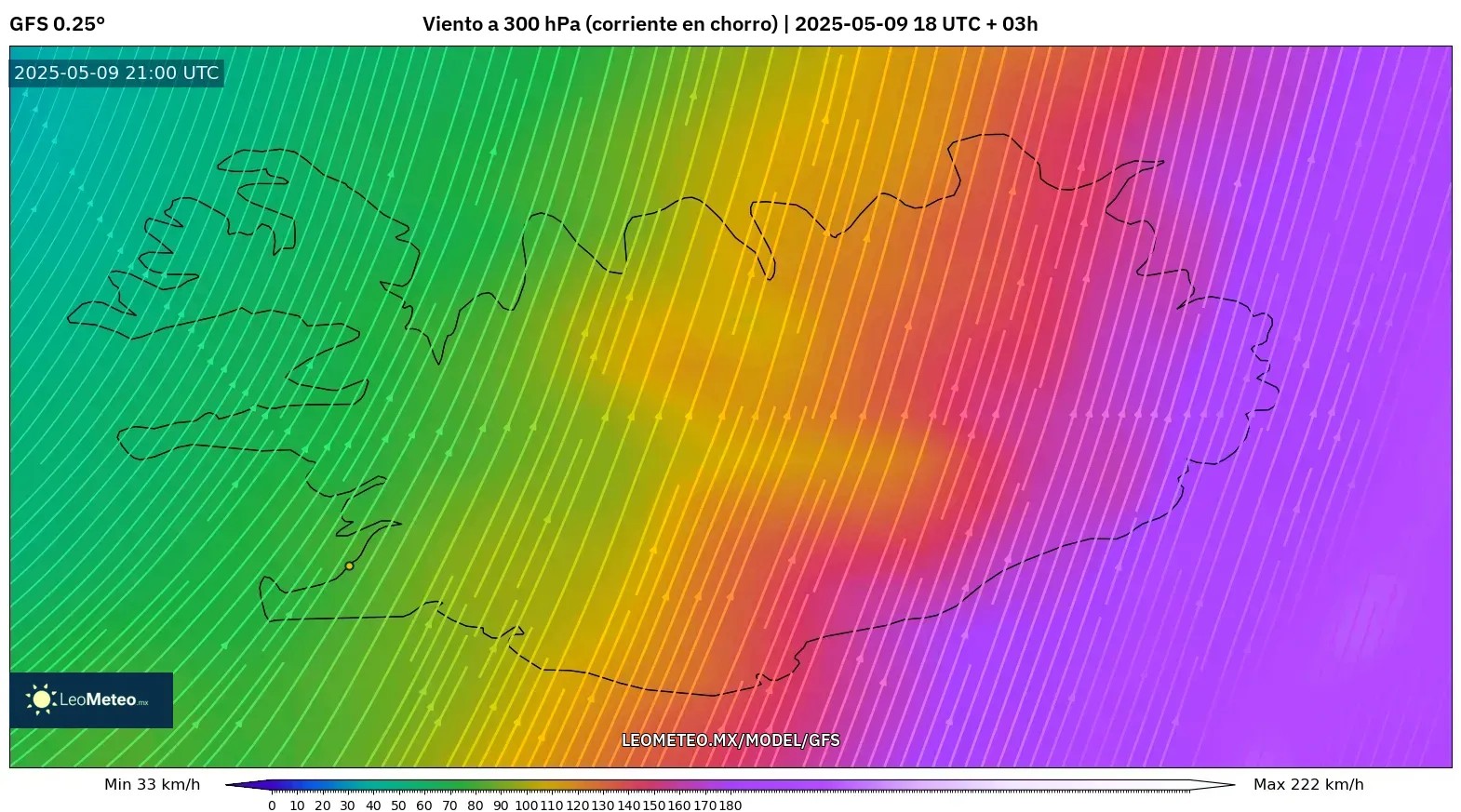 GFS - Islandia, Viento a 300 hPa (corriente en chorro) GFS - Islandia, Viento a 300 hPa (corriente en chorro)