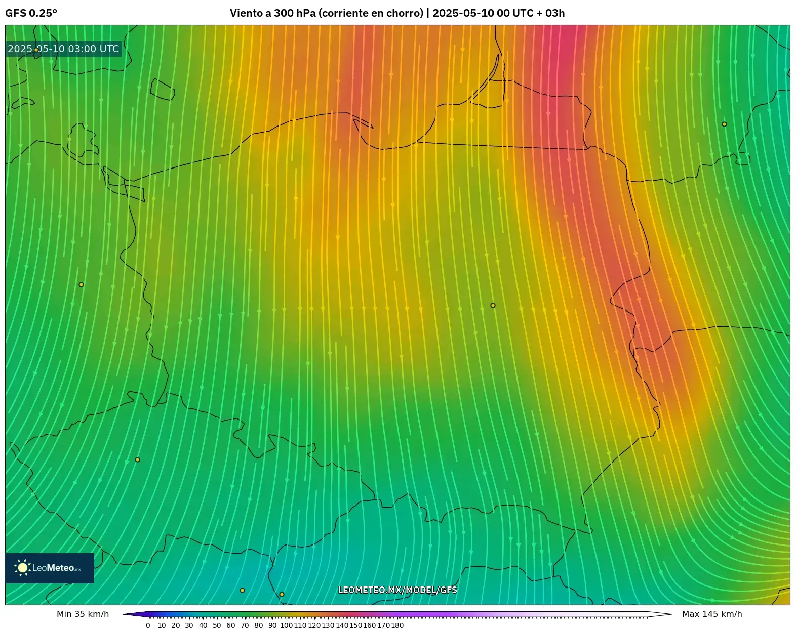 GFS - Polonia, Viento a 300 hPa (corriente en chorro) GFS - Polonia, Viento a 300 hPa (corriente en chorro)