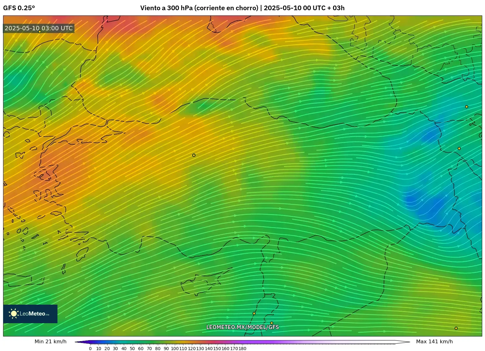 GFS - Turquía, Viento a 300 hPa (corriente en chorro) GFS - Turquía, Viento a 300 hPa (corriente en chorro)