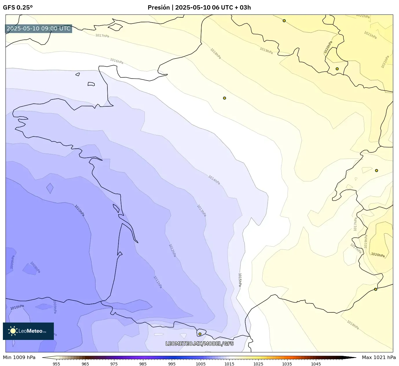 GFS - Francia, Presión GFS - Francia, Presión