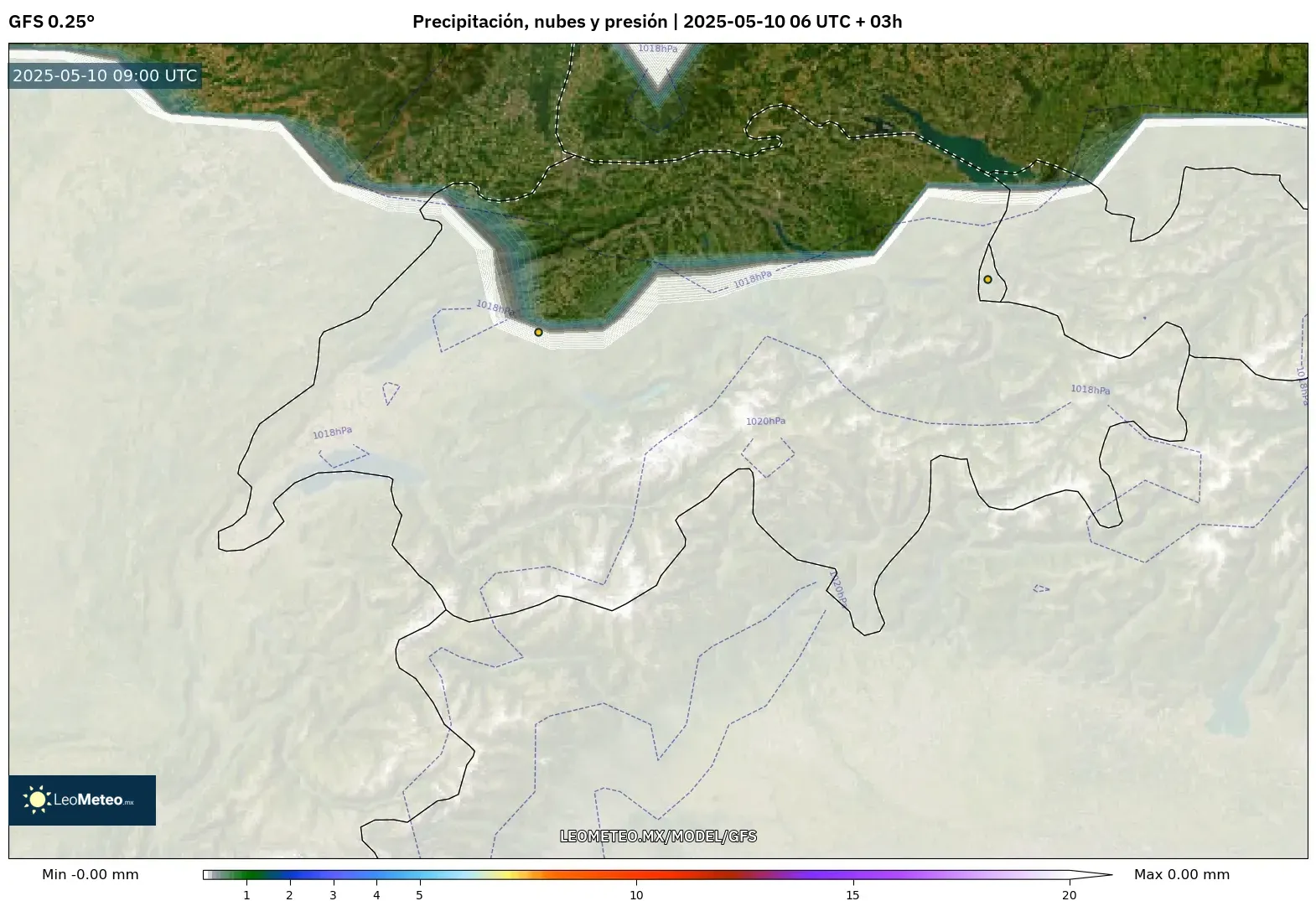 GFS - Suiza, Precipitación, nubes y presión GFS - Suiza, Precipitación, nubes y presión