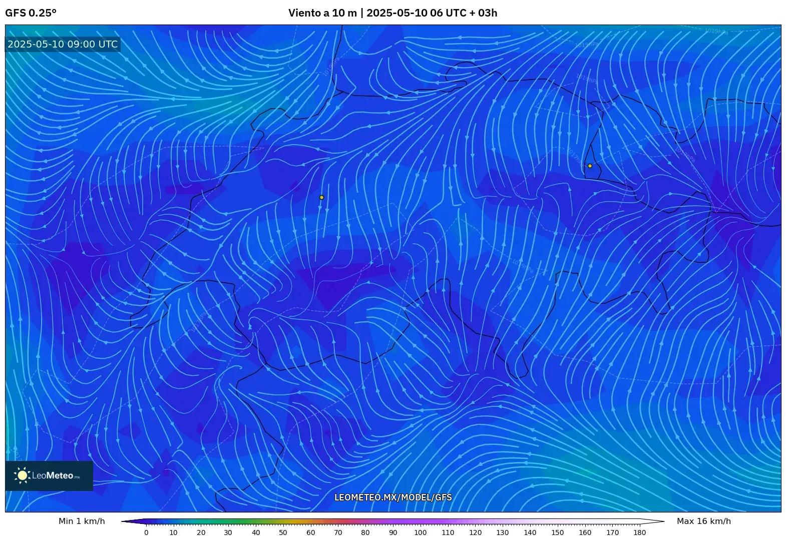 GFS - Suiza, Viento a 10 m GFS - Suiza, Viento a 10 m