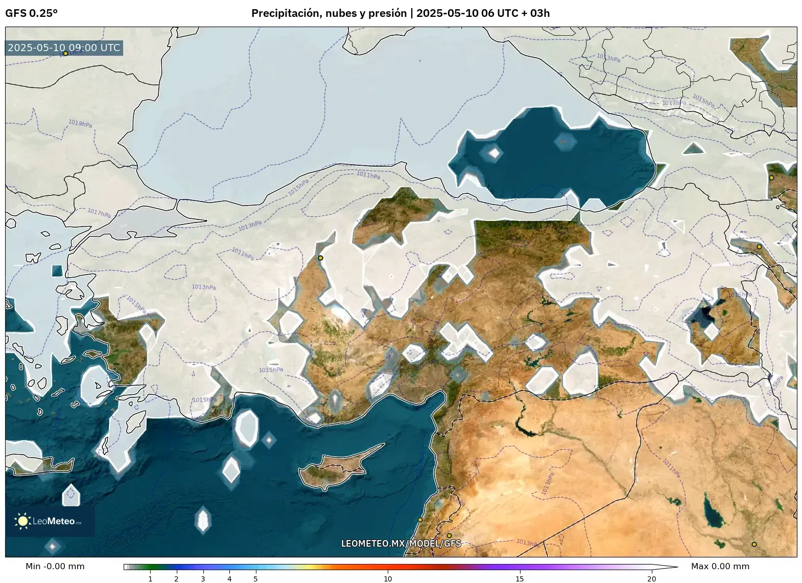 GFS - Turquía, Precipitación, nubes y presión GFS - Turquía, Precipitación, nubes y presión