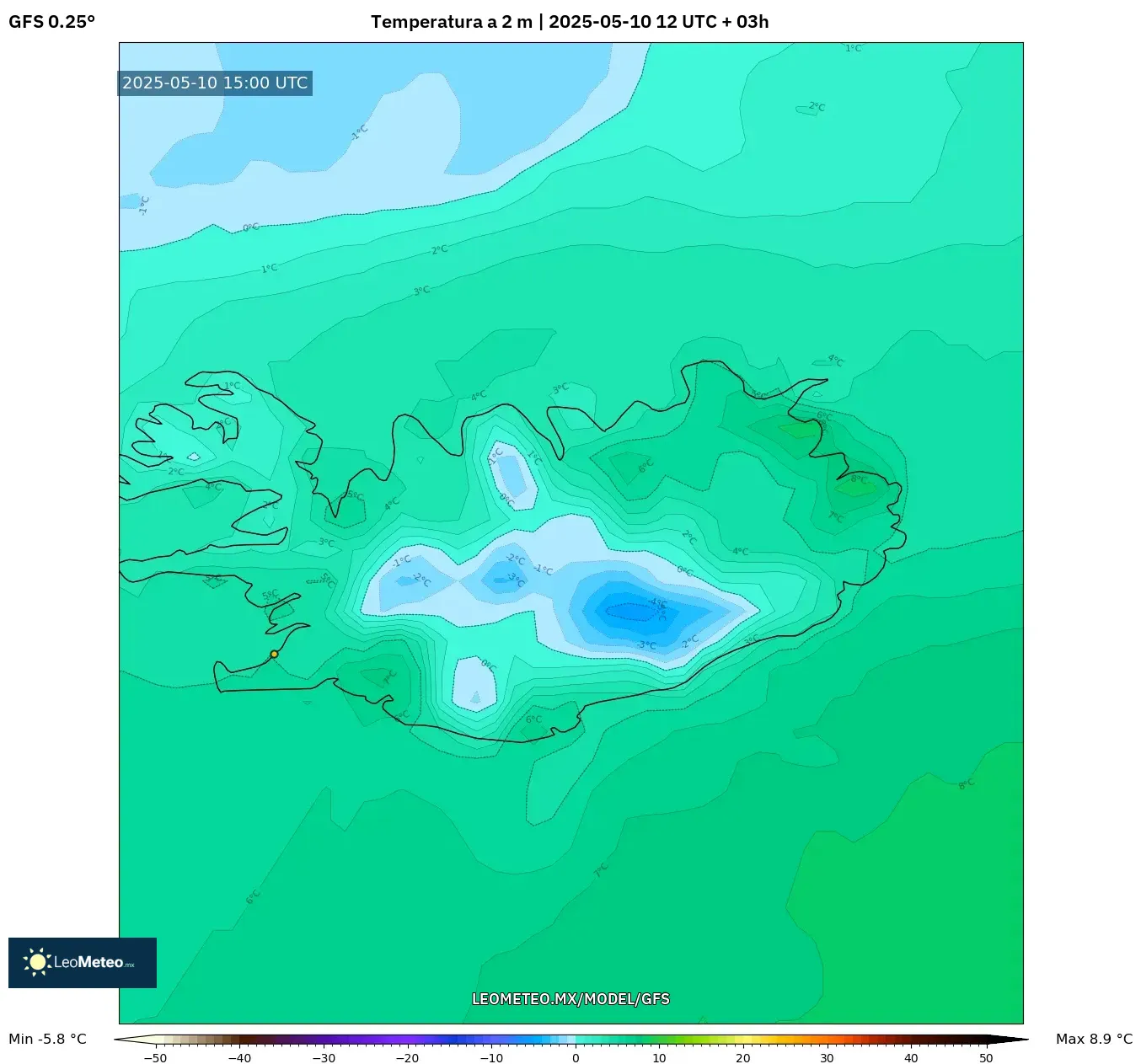 GFS - Argentina, Temperatura a 2 m GFS - Argentina, Temperatura a 2 m