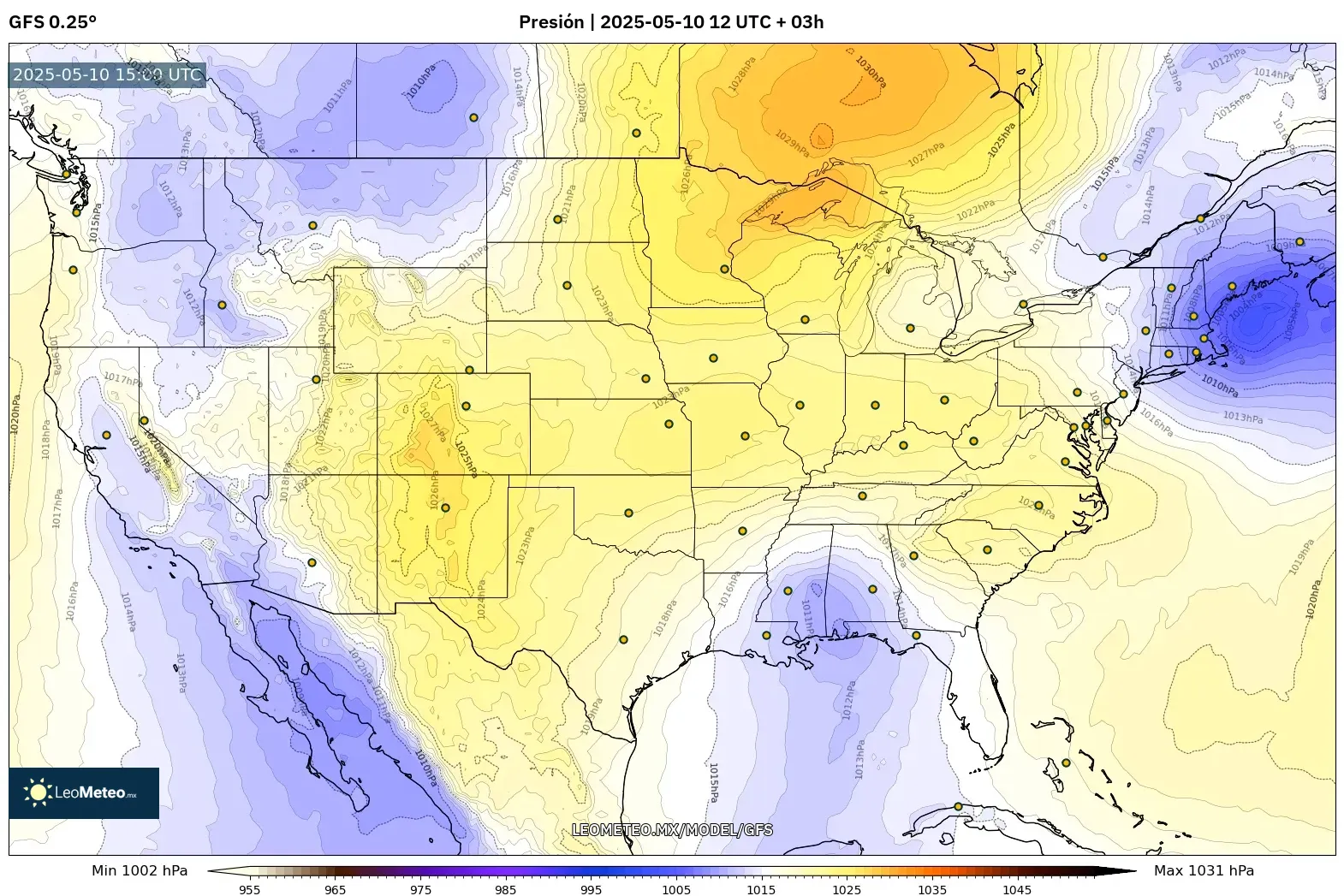 GFS - Estados Unidos, Presión GFS - Estados Unidos, Presión
