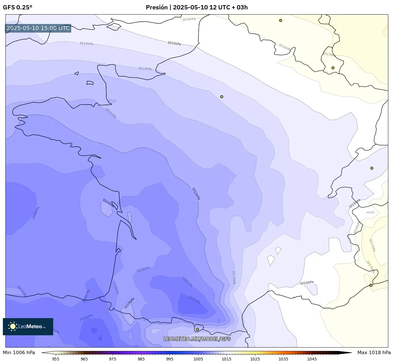 GFS - Francia, Presión GFS - Francia, Presión