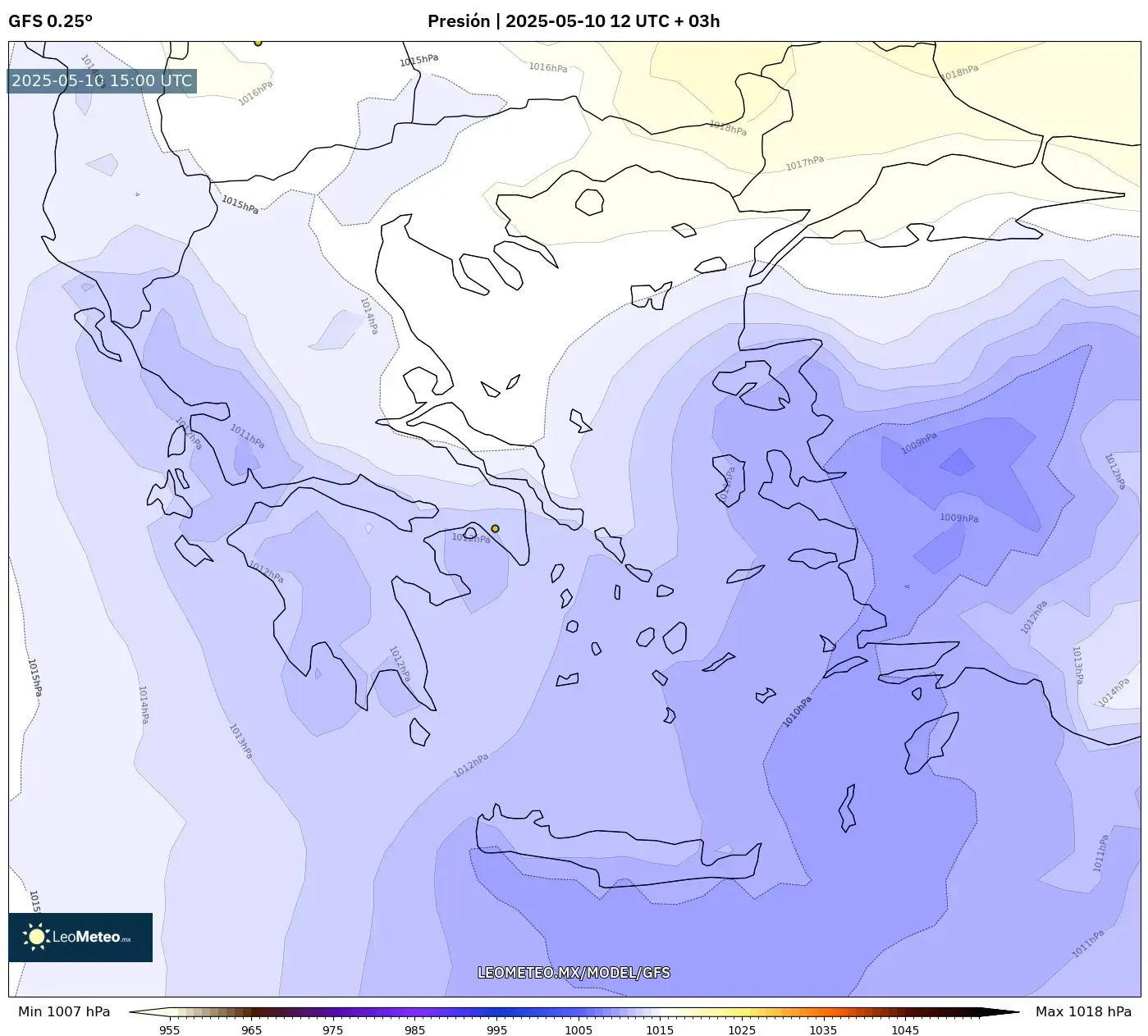 GFS - Grecia, Presión GFS - Grecia, Presión