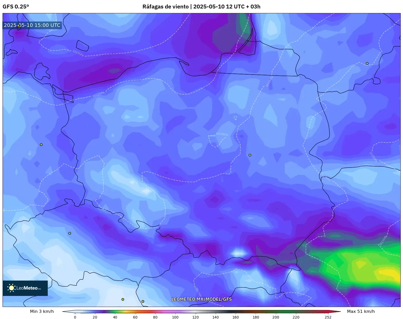 GFS - Polonia, Ráfagas de viento GFS - Polonia, Ráfagas de viento