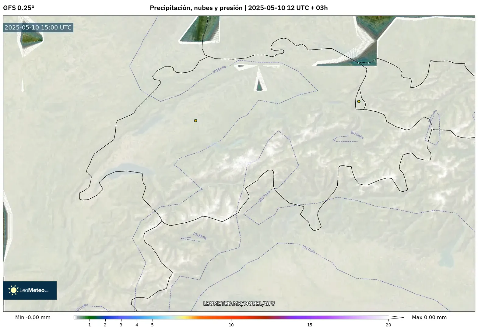 GFS - Suiza, Precipitación, nubes y presión GFS - Suiza, Precipitación, nubes y presión