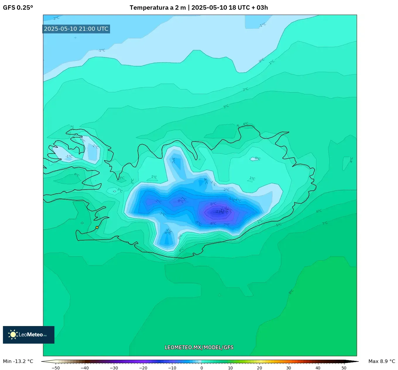 GFS - Argentina, Temperatura a 2 m GFS - Argentina, Temperatura a 2 m