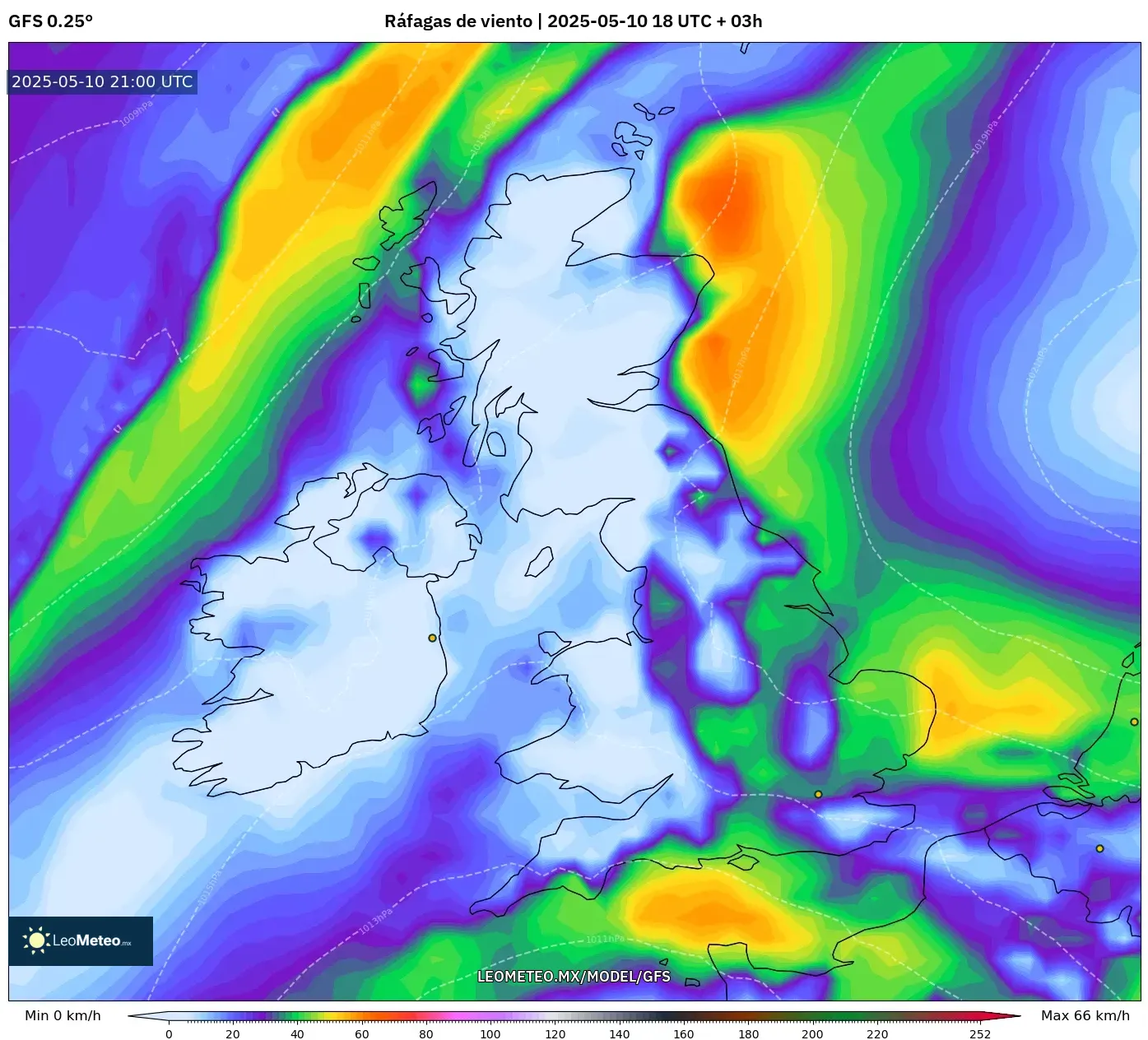 GFS - Reino Unido, Ráfagas de viento GFS - Reino Unido, Ráfagas de viento