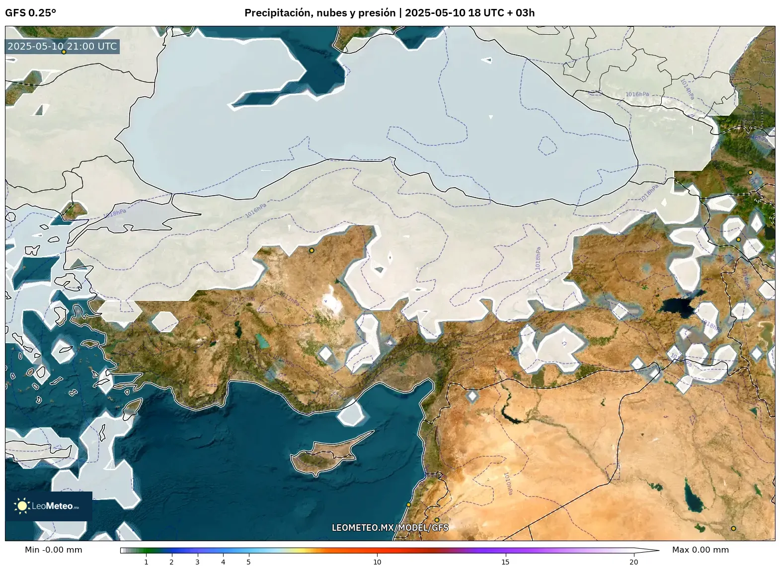 GFS - Turquía, Precipitación, nubes y presión GFS - Turquía, Precipitación, nubes y presión