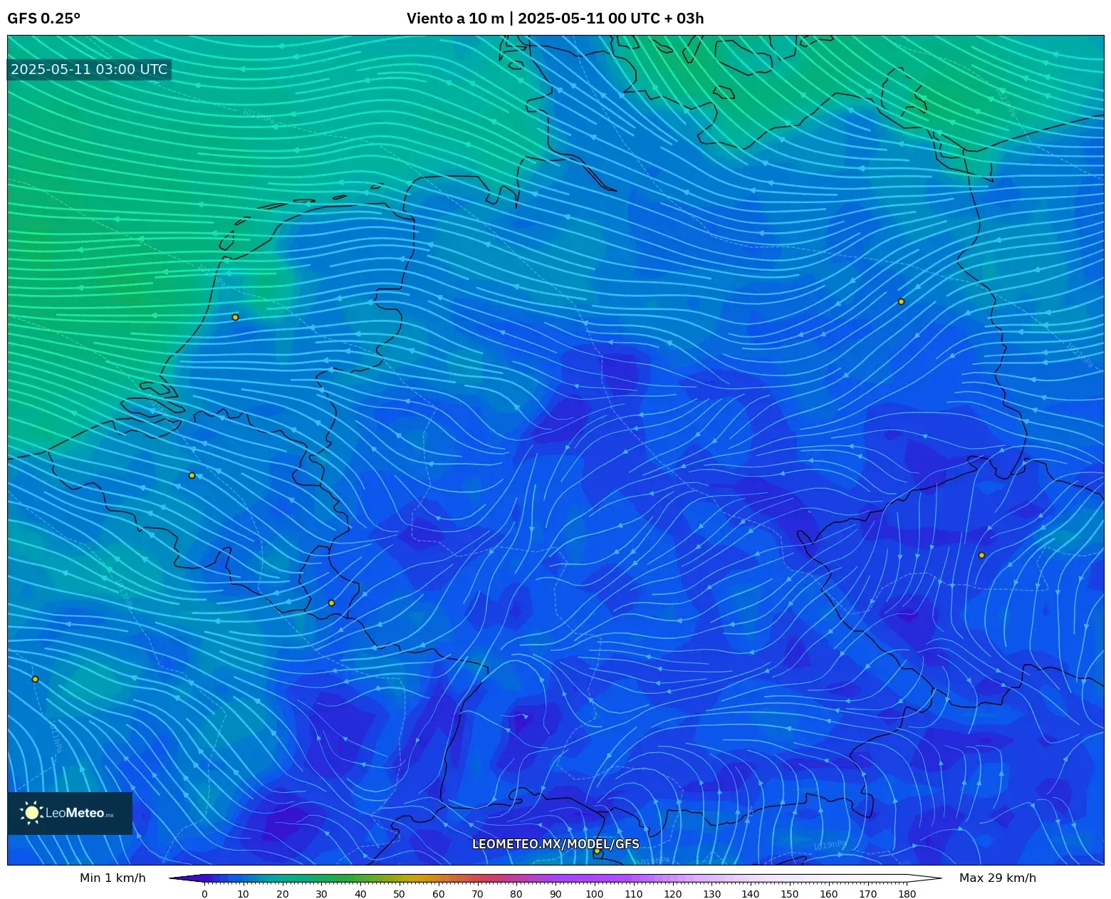 GFS - Alemania, Viento a 10 m GFS - Alemania, Viento a 10 m