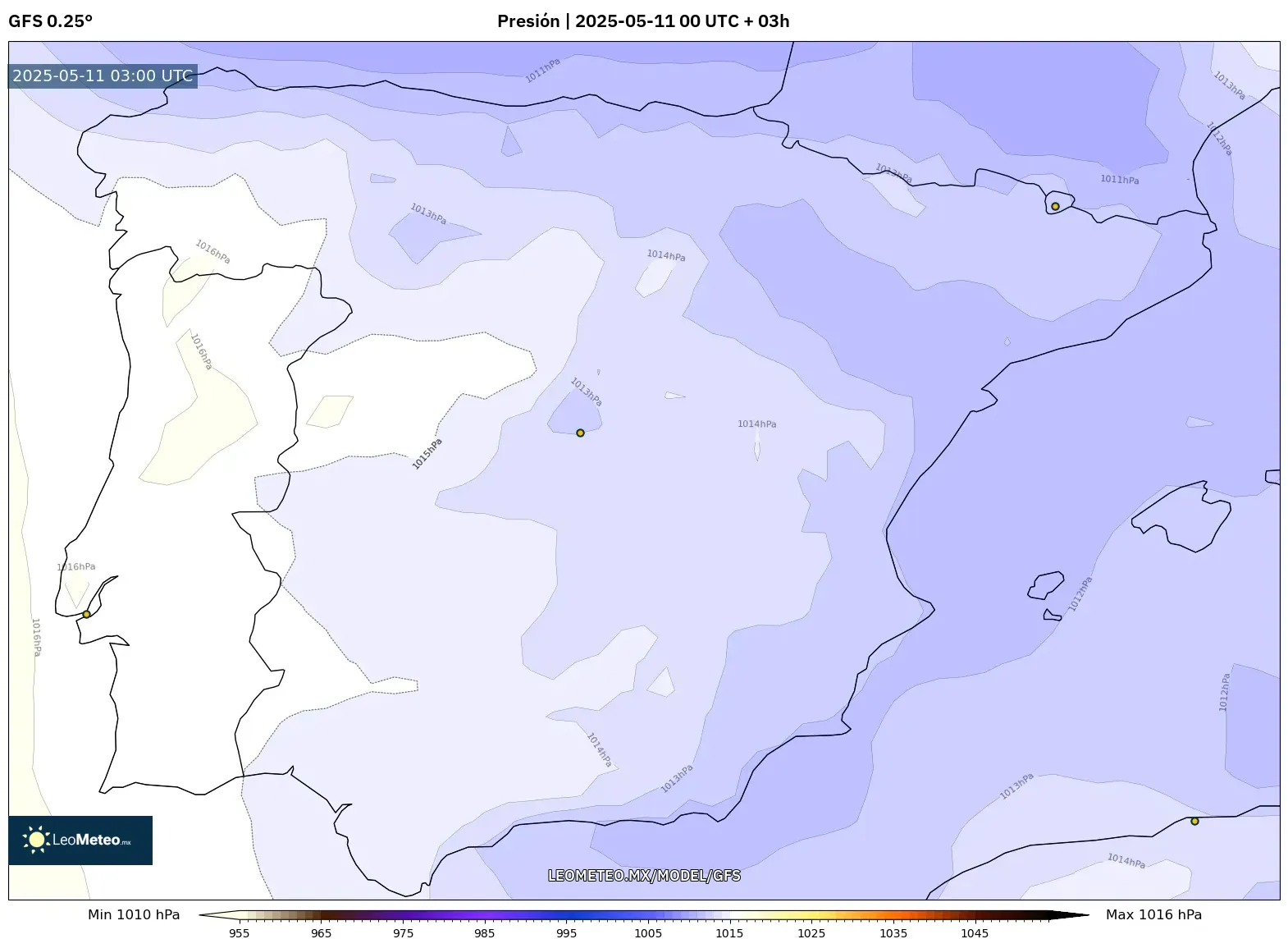 GFS - España, Presión GFS - España, Presión