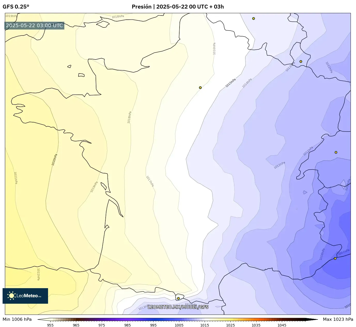 GFS model - Francia, Presión GFS model - Francia, Presión