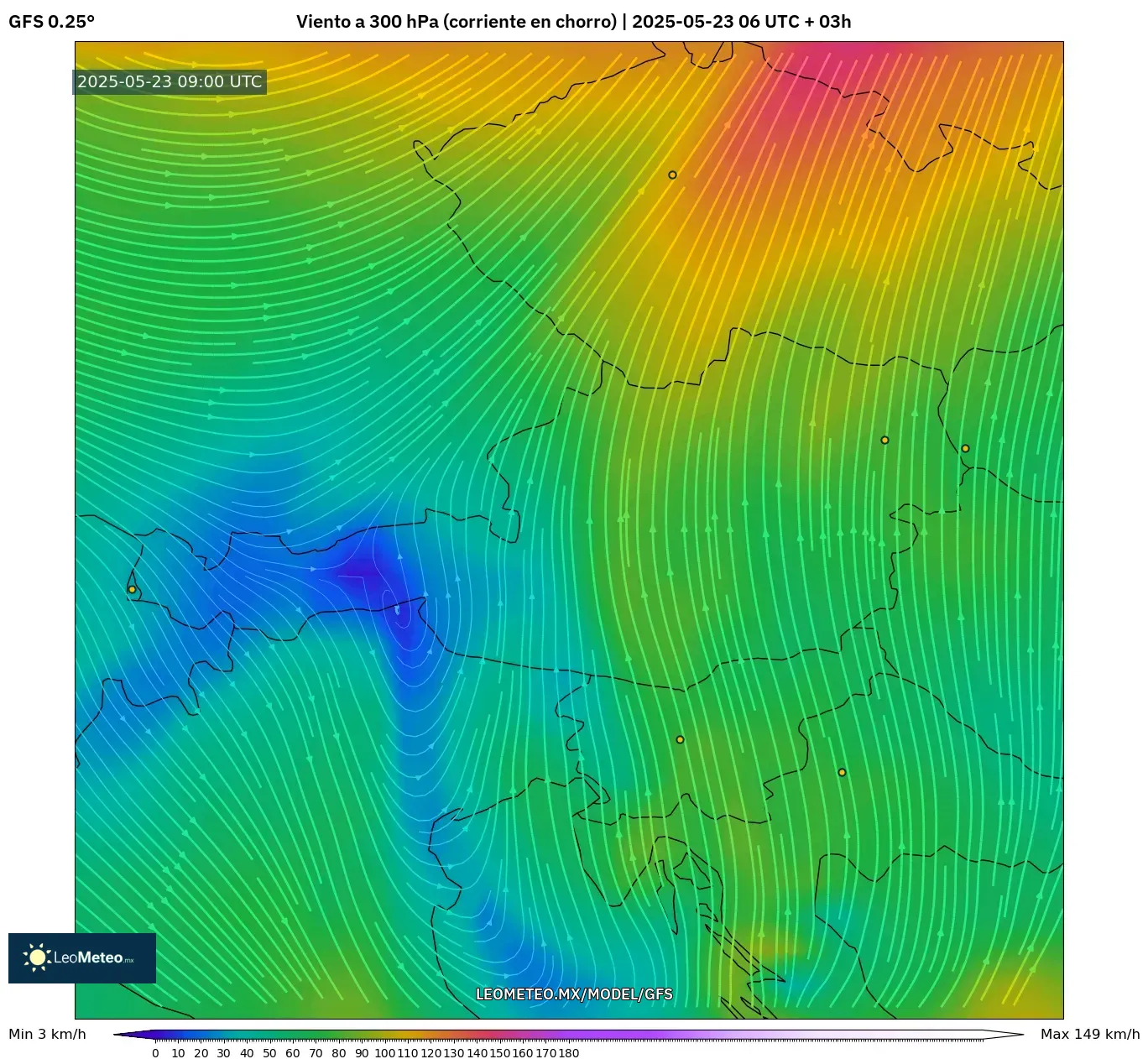 GFS model - Austria, Viento a 300 hPa (corriente en chorro) GFS model - Austria, Viento a 300 hPa (corriente en chorro)