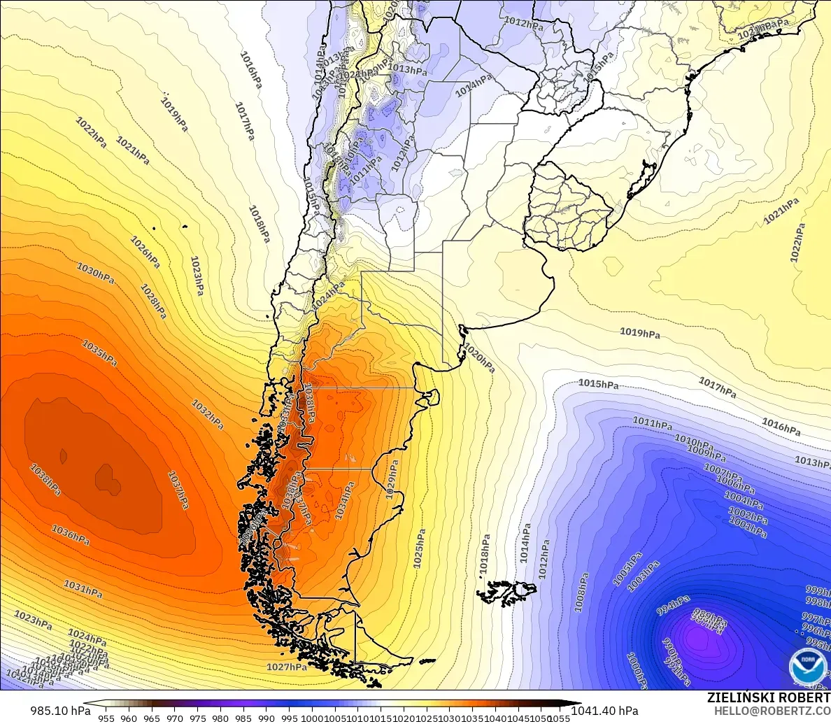 GFS modelo - Argentina, Presión