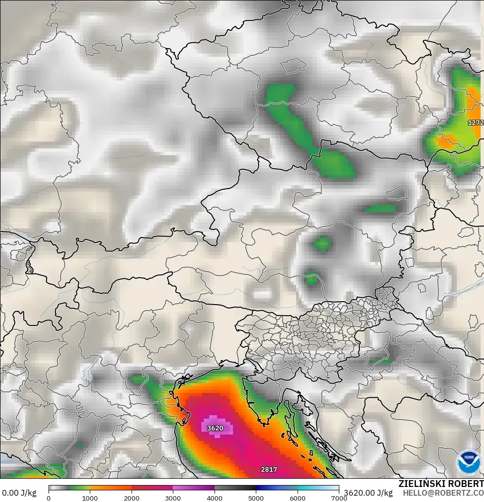 GFS modelo - Austria, CAPE