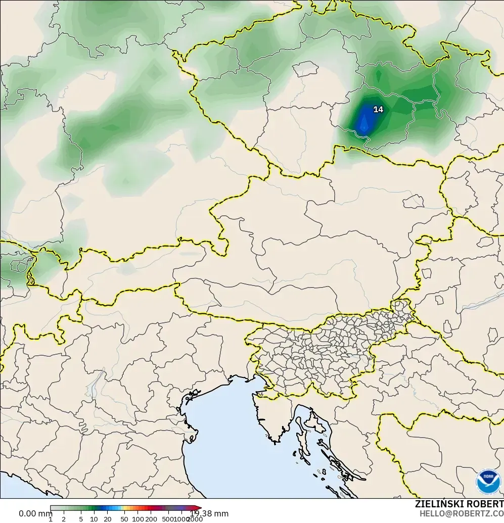 GFS modelo - Austria, Acumulación de precipitación