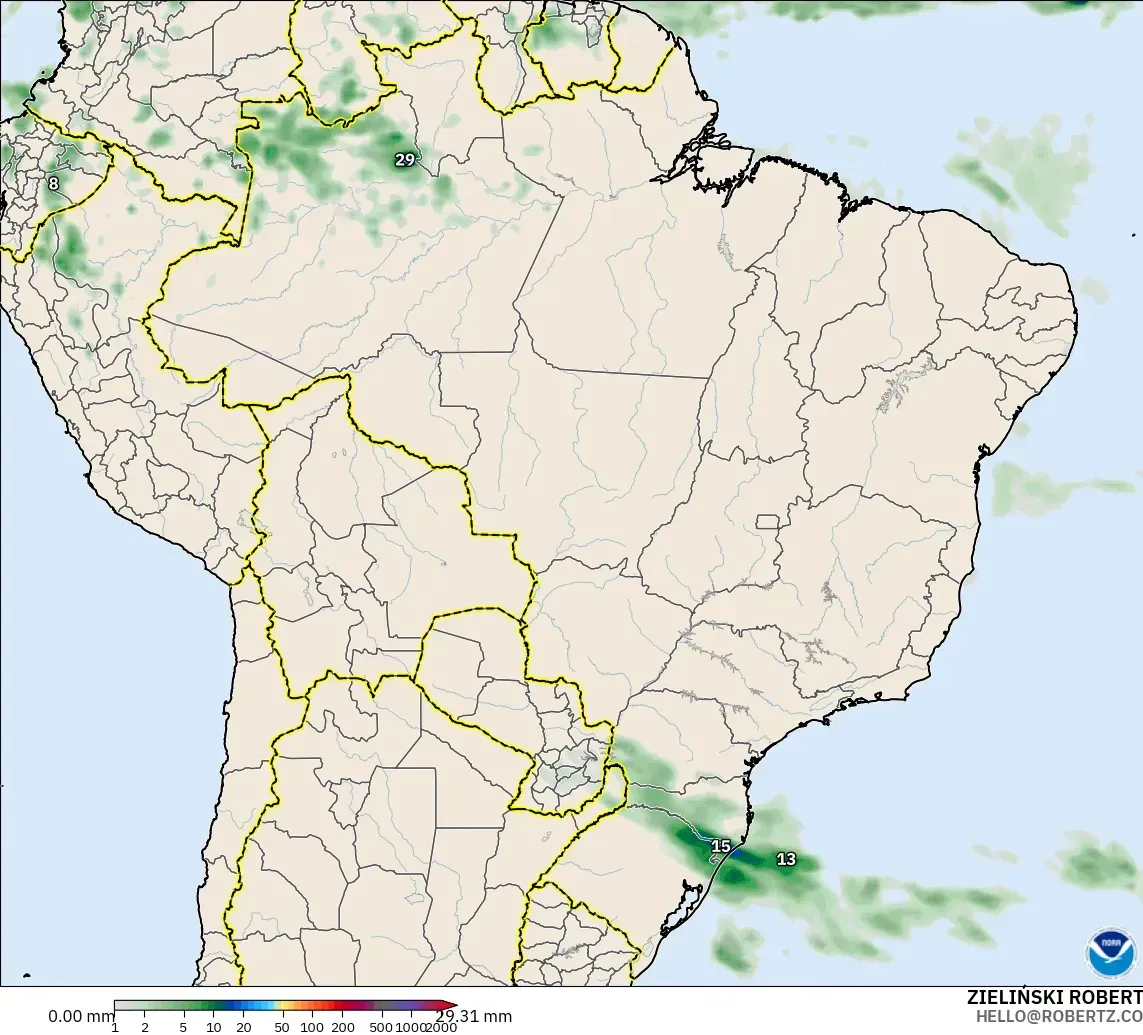 GFS modelo - Brasil, Acumulación de precipitación