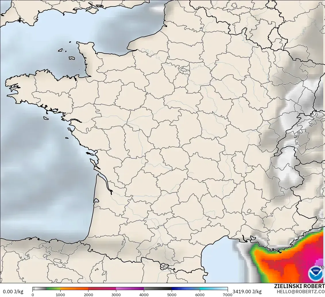 GFS modelo - Francia, CAPE