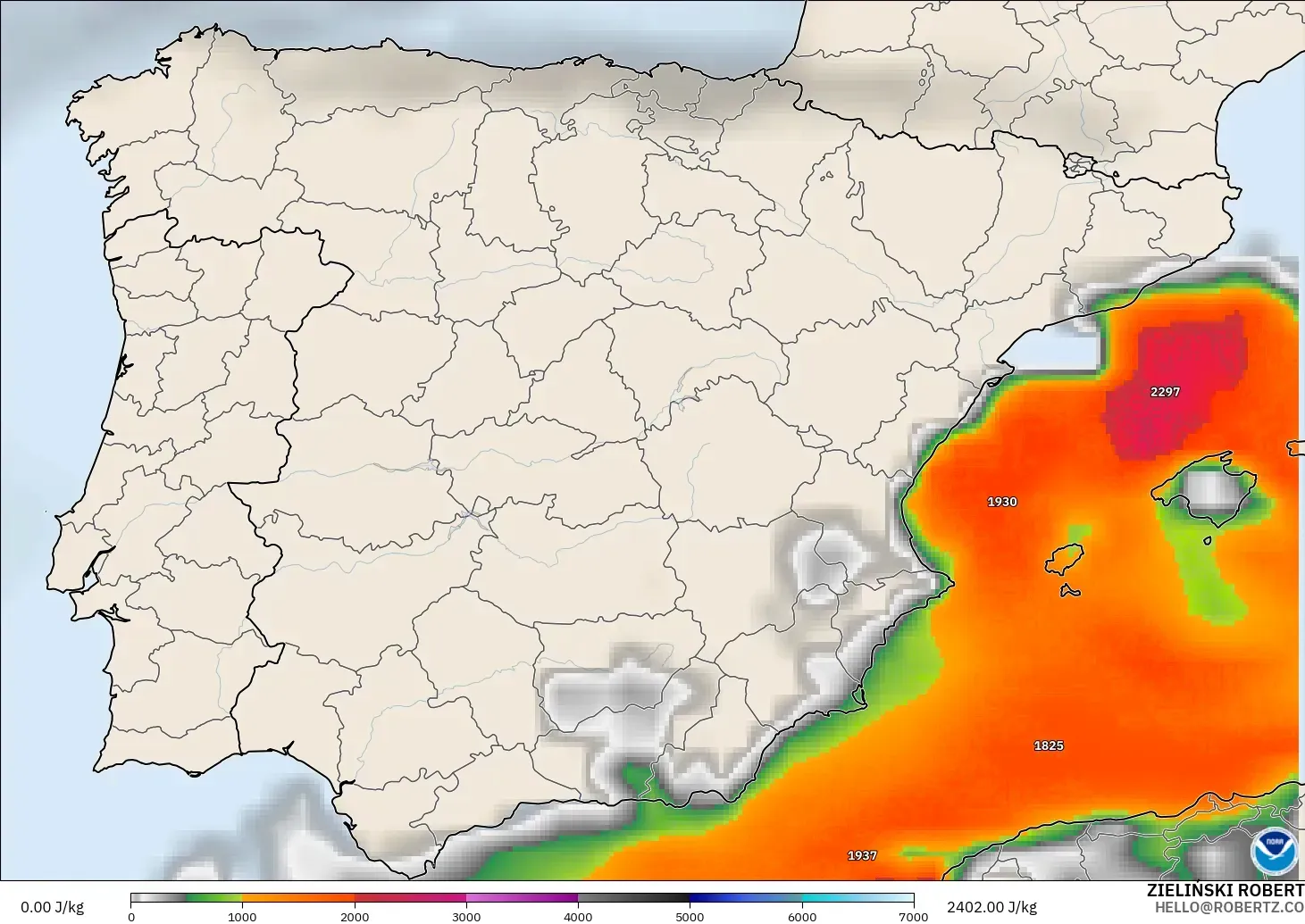 GFS modelo - España, CAPE