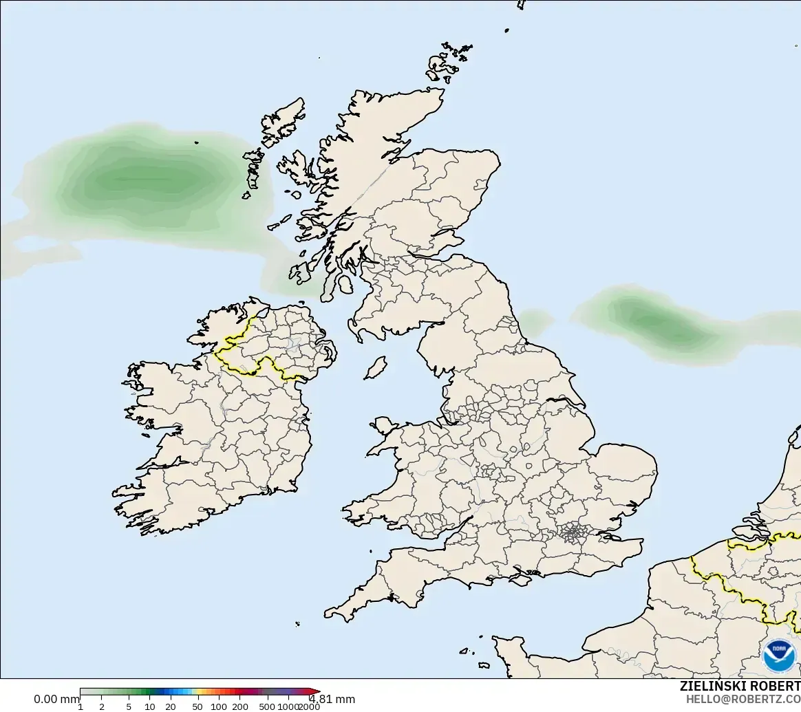 GFS modelo - Reino Unido, Acumulación de precipitación