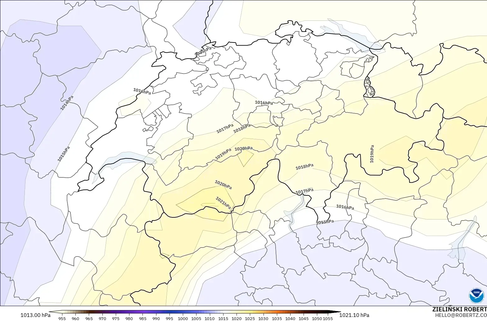 GFS modelo - Suiza, Presión