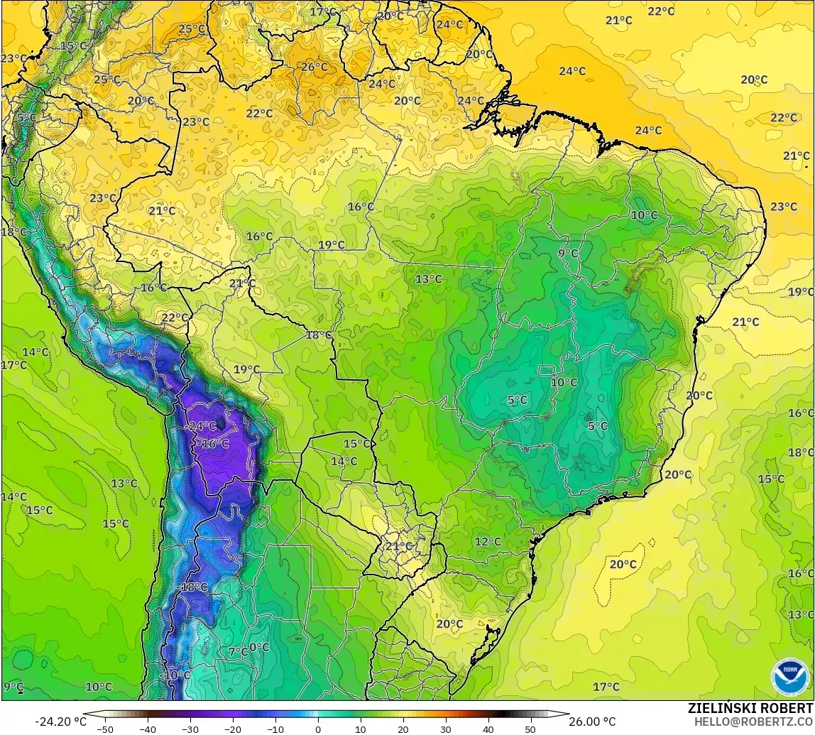 GFS modelo - Brasil, Punto de rocío a 2 m