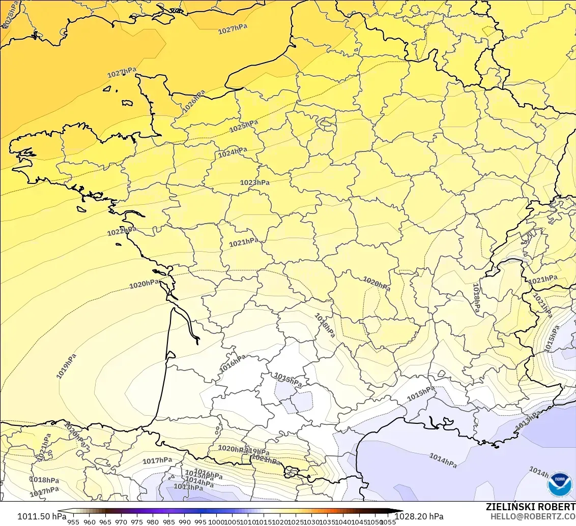 GFS modelo - Francia, Presión