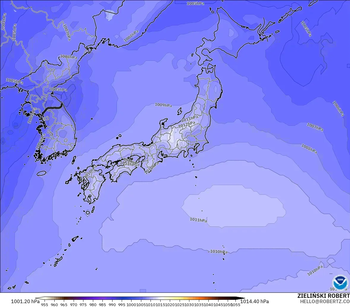 GFS modelo - Japón, Presión