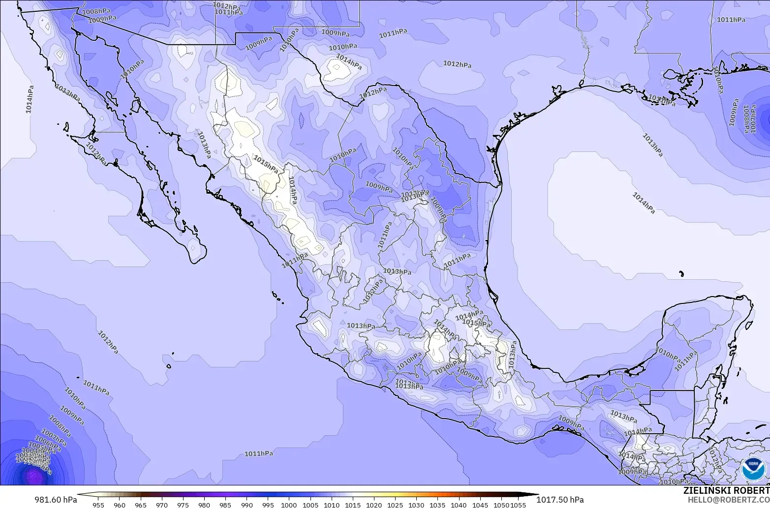 GFS modelo - México, Presión