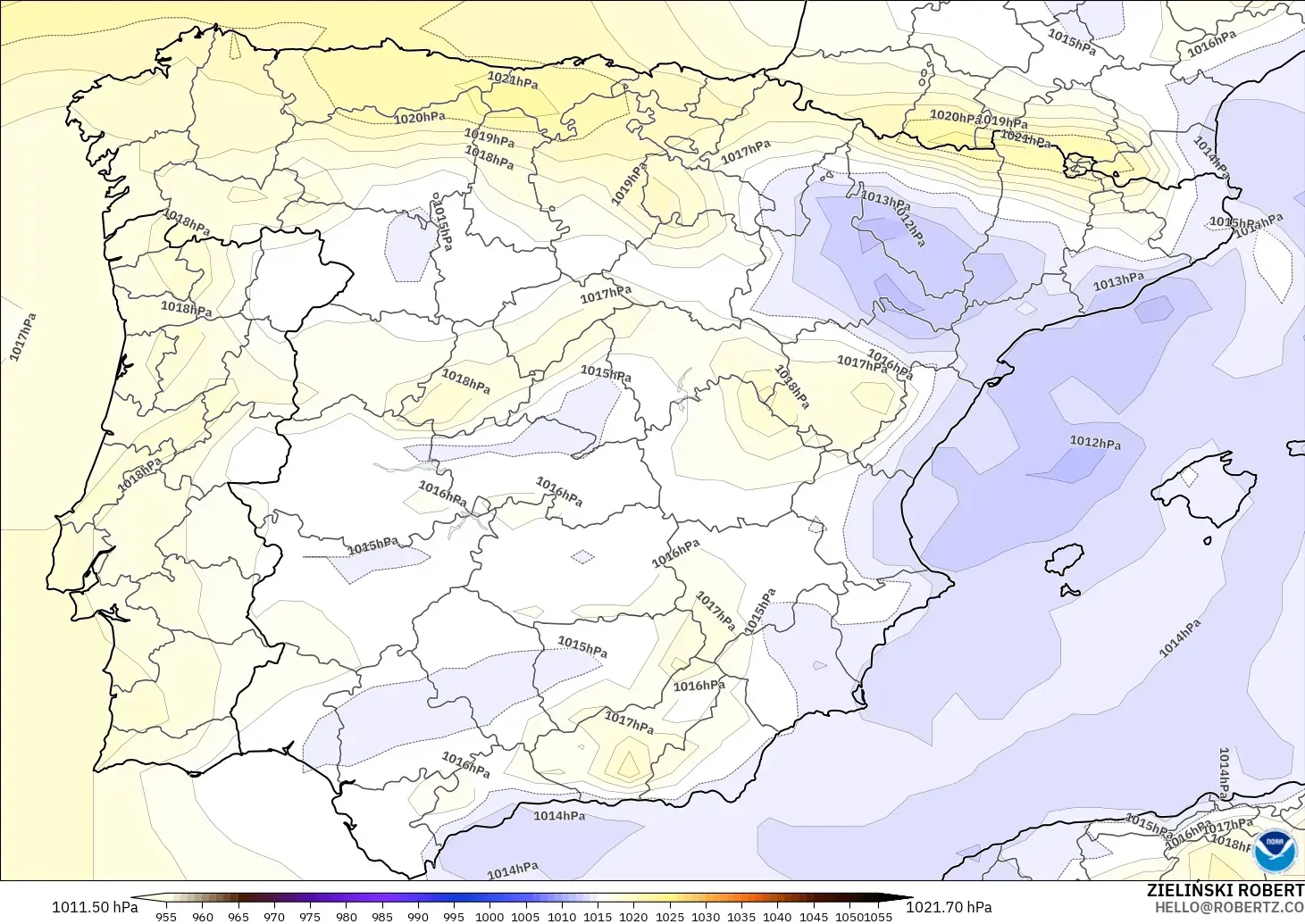 GFS modelo - España, Presión