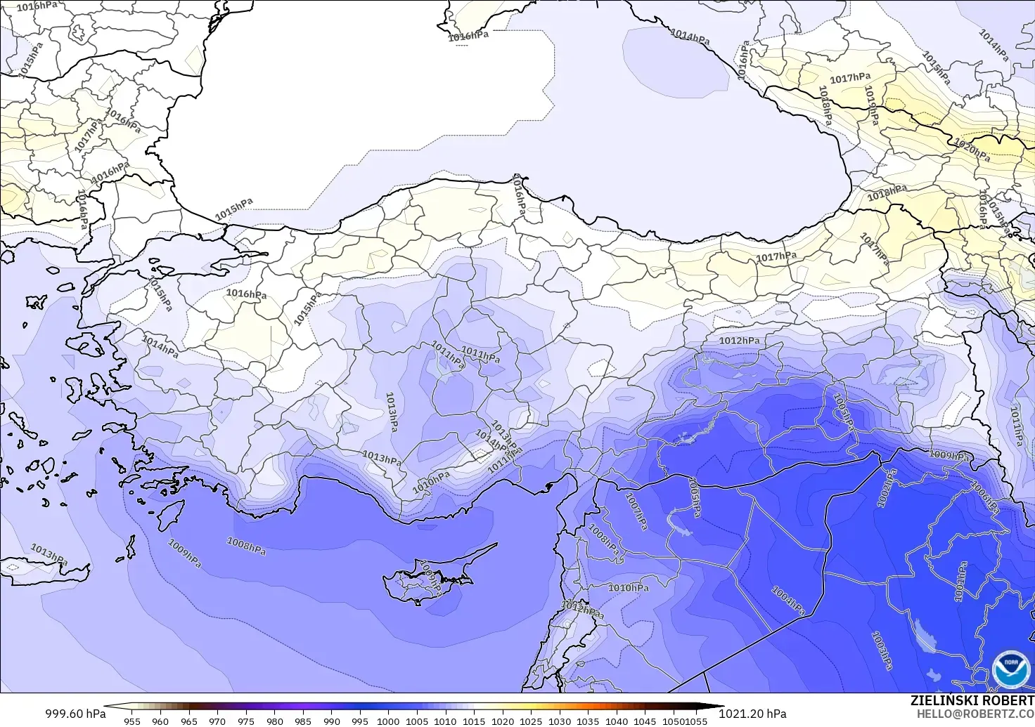 GFS modelo - Turquía, Presión