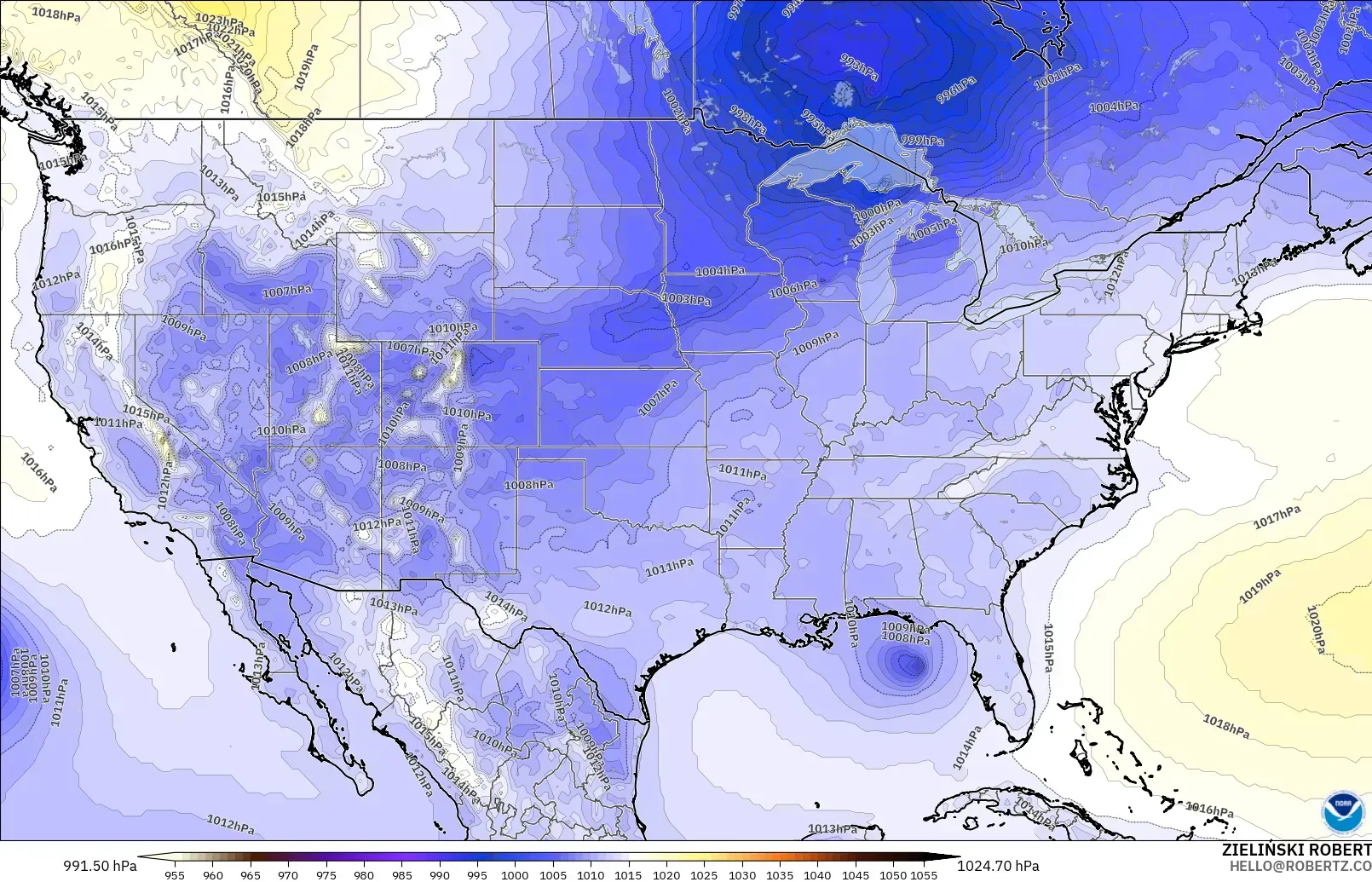 GFS modelo - Estados Unidos, Presión
