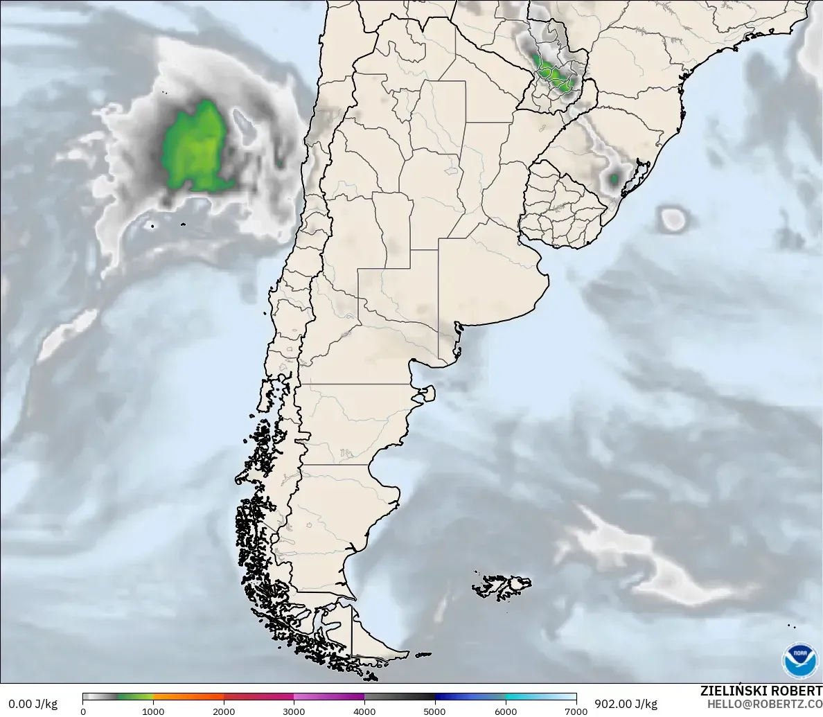 GFS modelo - Argentina, CAPE