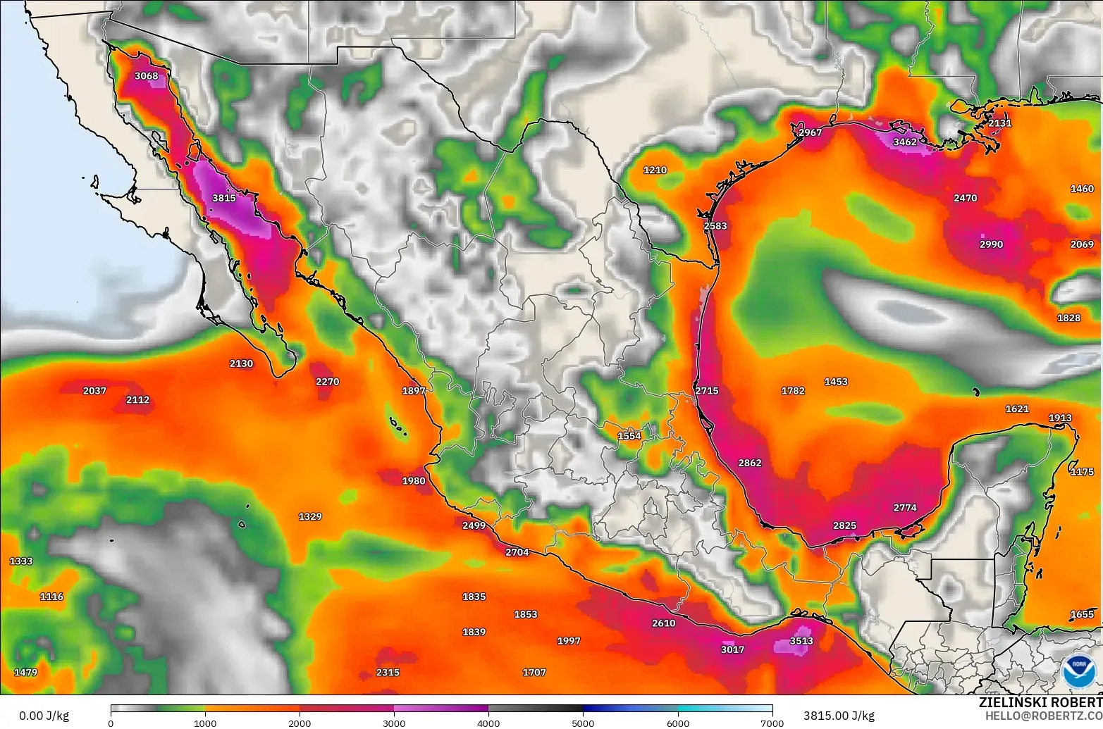 GFS modelo - México, CAPE