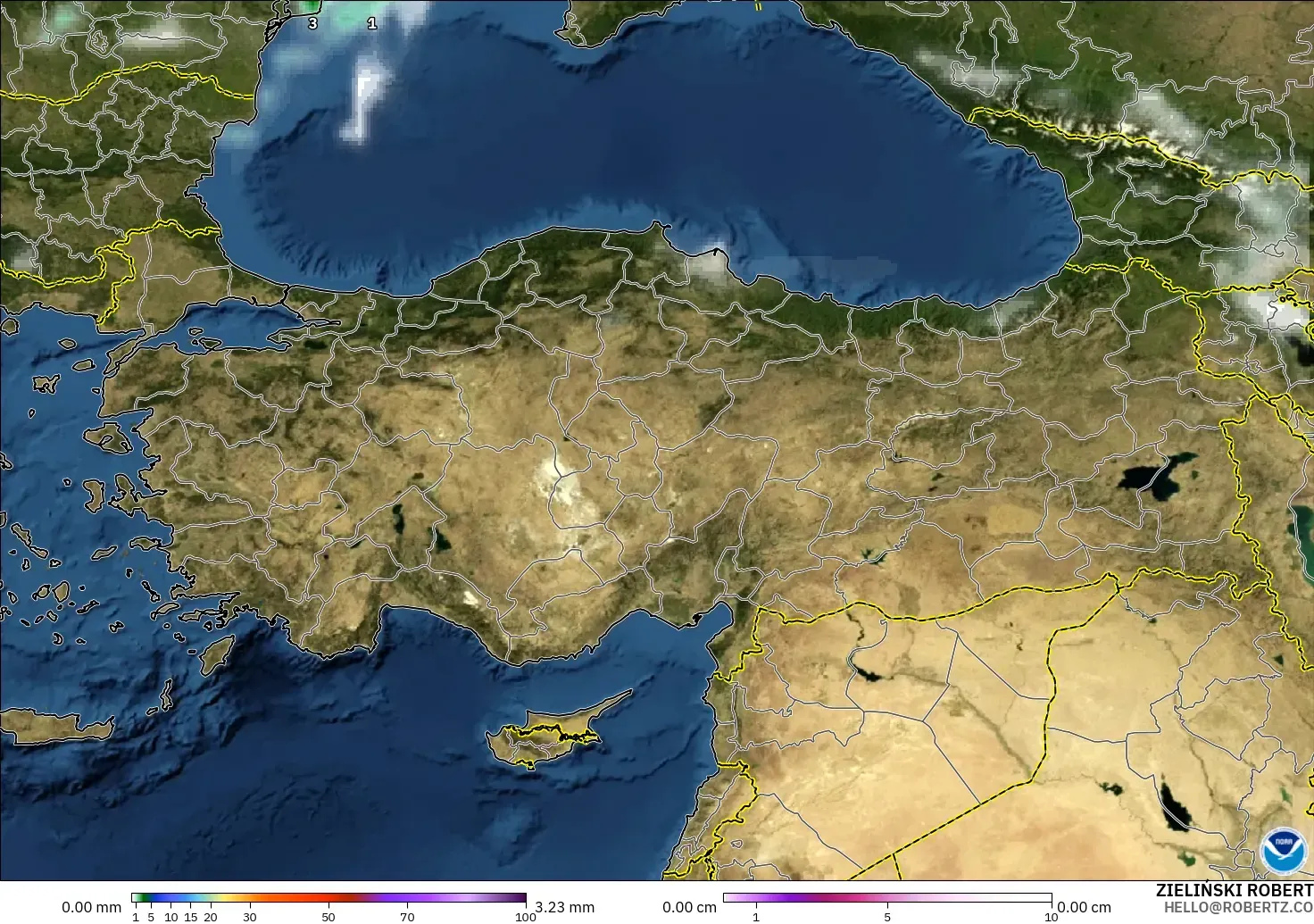 GFS modelo - Turquía, Precipitación, nubes y presión