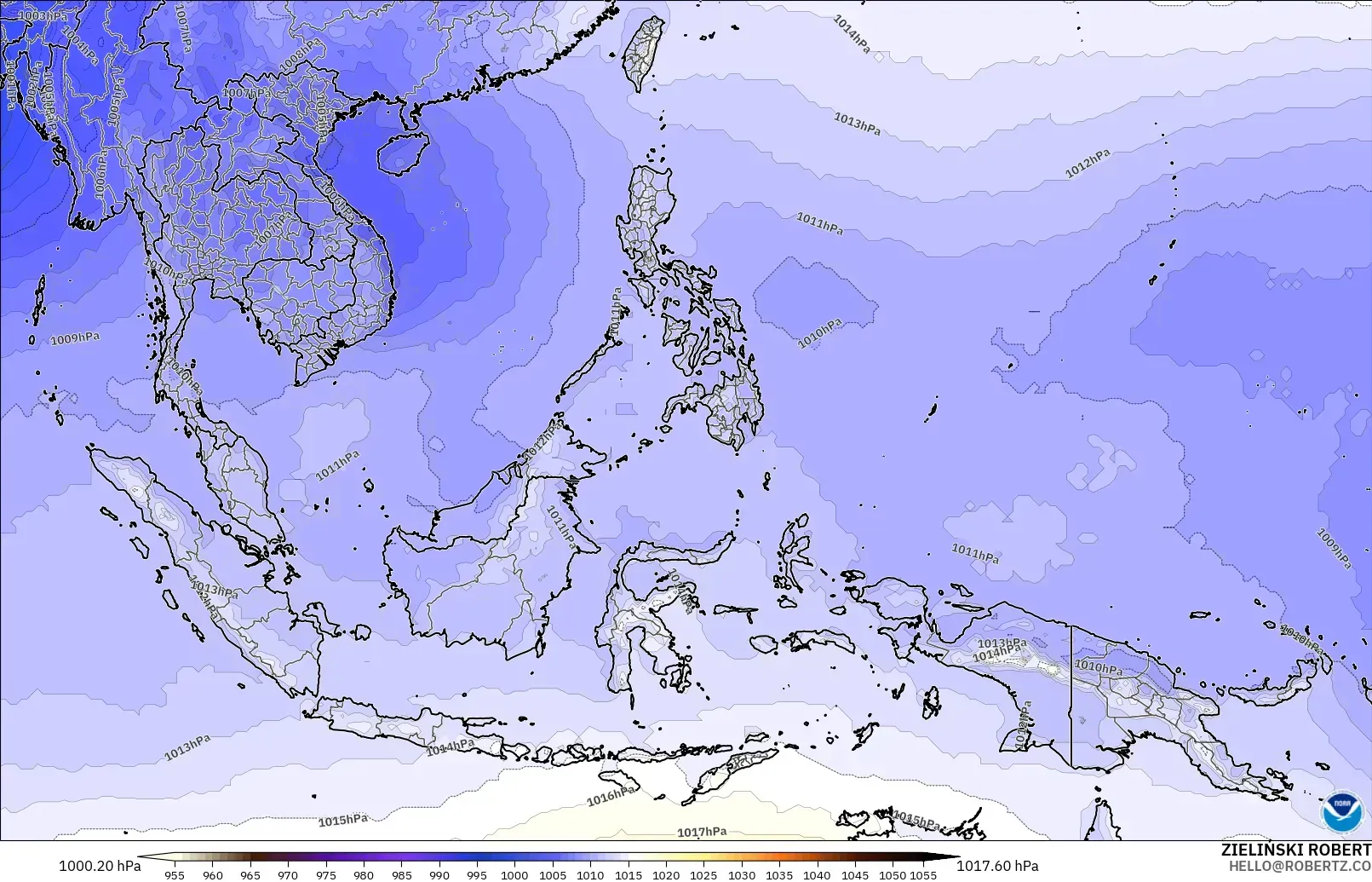 GFS modelo - Sudeste Asiático, Presión