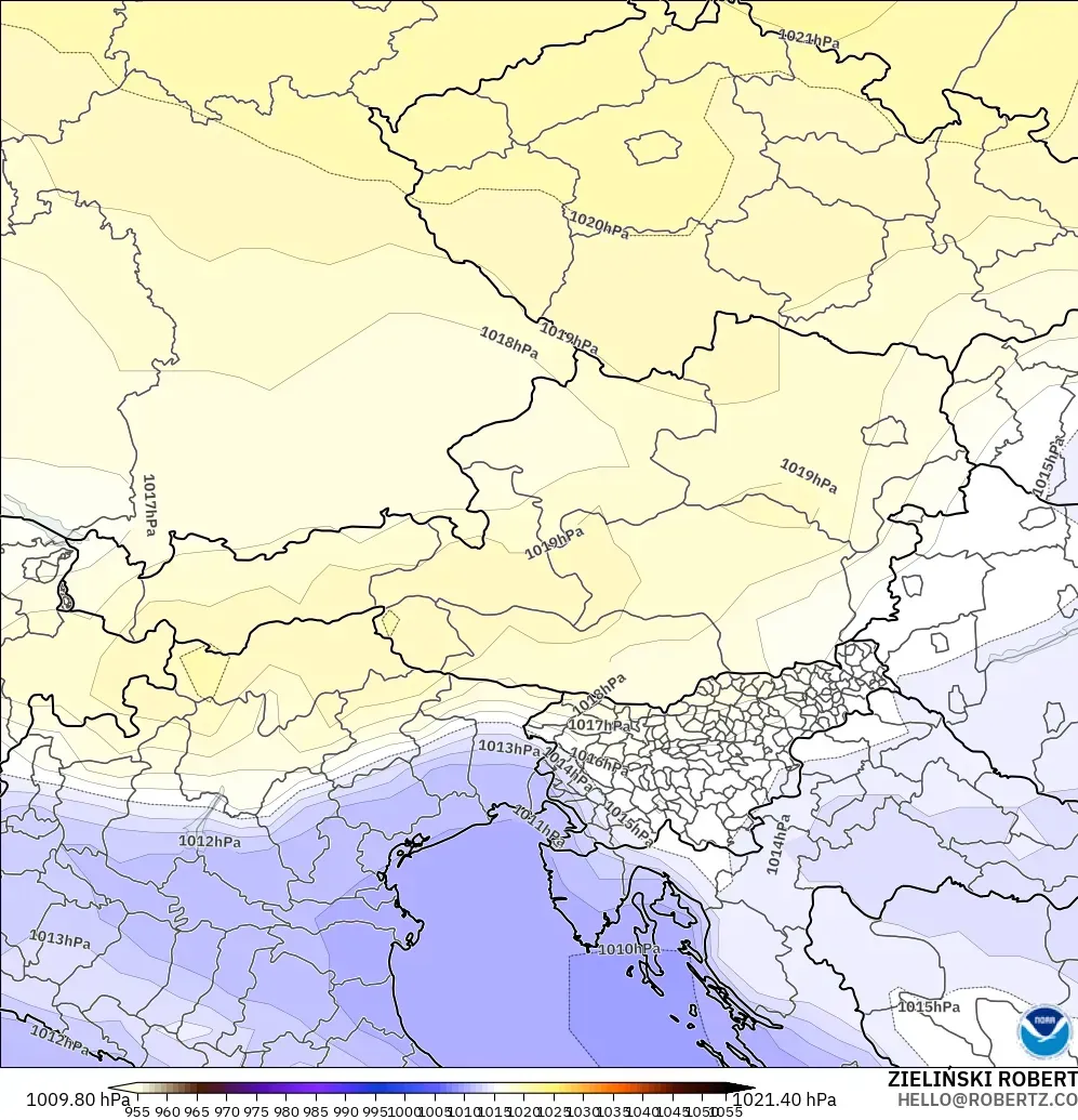 GFS modelo - Austria, Presión
