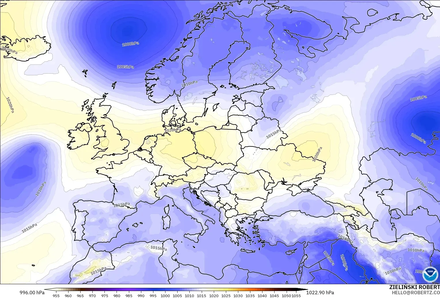 GFS modelo - Europa, Presión