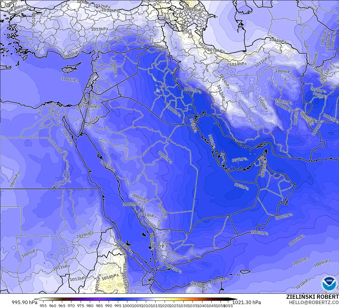 GFS modelo - Oriente Medio, Presión