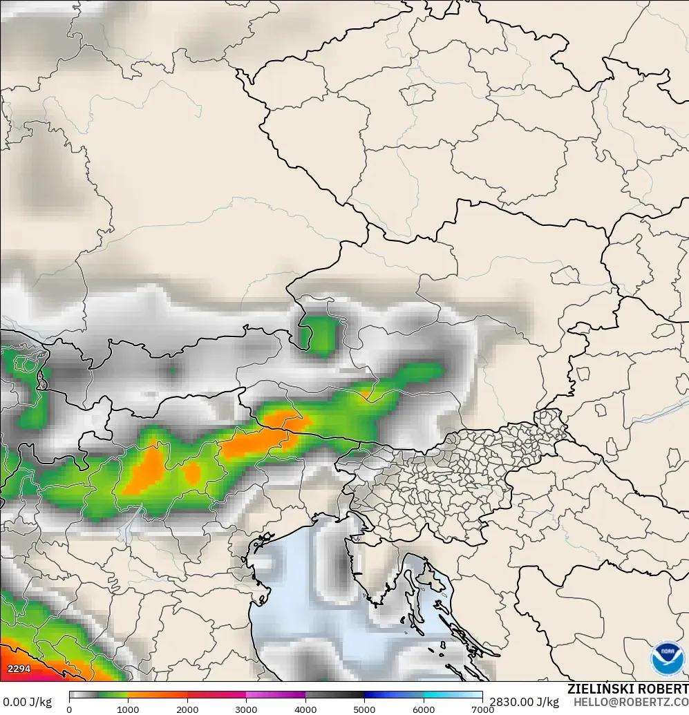 GFS modelo - Austria, CAPE