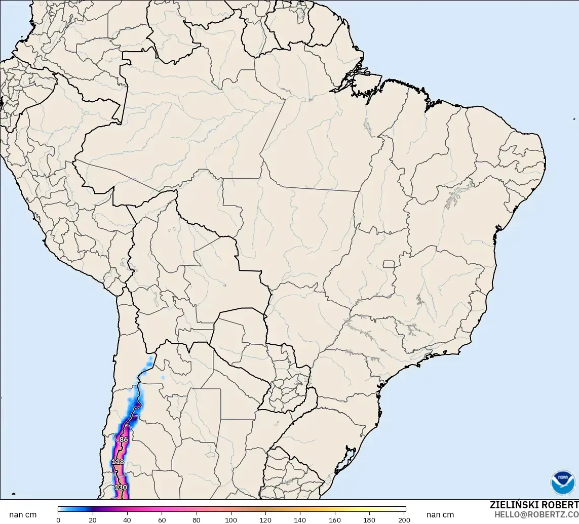 GFS modelo - Brasil, Profundidad de nieve